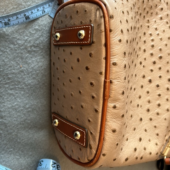 Dooney & Bourke bucket purse. Color~tan & camel ostrich leather. Pics for size. - Picture 16 of 16